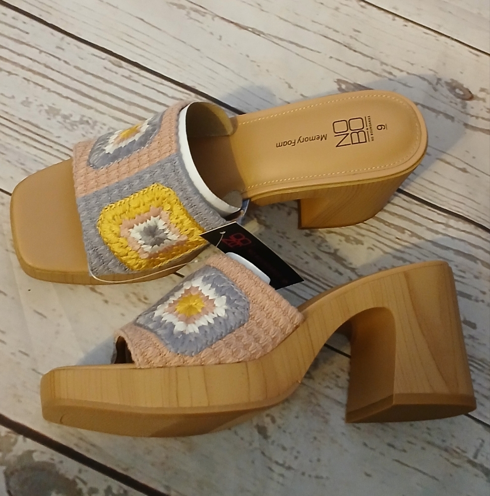No Boundaries Women's Crochet Platform Sandals Size 9